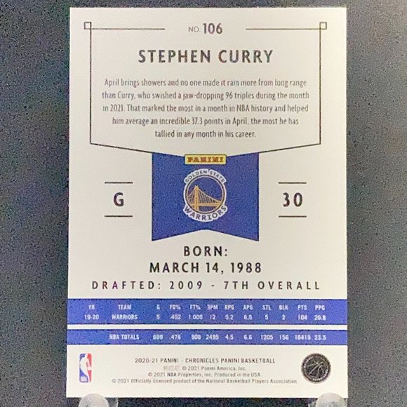 2021 Panini Stephen Curry Basketball Card!! - Picture 2 of 2